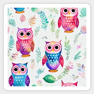 Watercolor owl pattern Sticker